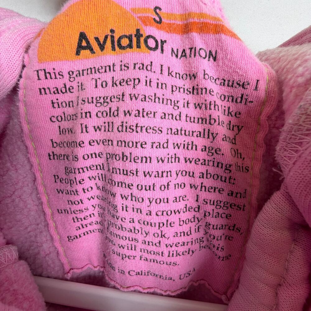 Aviator Nation Pink Ninja Pullover Hoodie Quilted Funnel Neck Women Small $220 - Picture 5 of 6